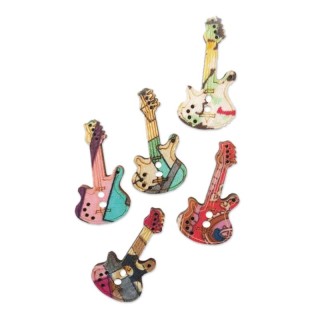 Botones Madera Guitarra Pack 70 - Botones madera de 35 mm | Mercería Barata