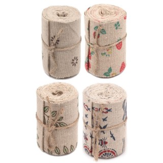 Cinta Yute Estampado 420861 60 mm x 300 mm Pack 4  - Cintas yute | Mercería Barata