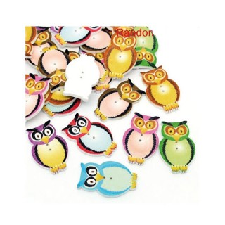 Botones Madera Forma De Buho 25572 50 Unidades - Botones madera de 32 mm | Mercería Barata