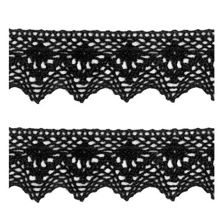 Puntilla Bolillo Negra 800402 3 cm 33 Metros - Puntilla bolillo | Mercería Barata