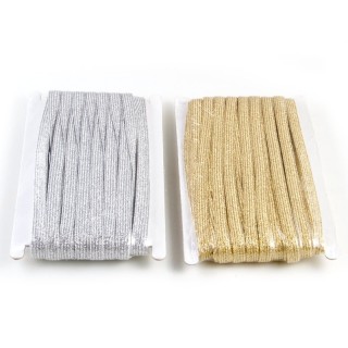 Goma Trencilla 2301 Oro-Plata 10mm 25 Metros - Gomas elásticas lisas | Mercería Barata