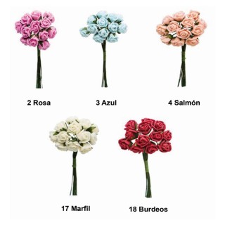 Flor Rosas Pomos Ramito Pack 12 - Flores | Mercería Barata