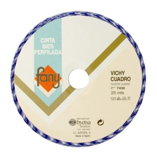 Cinta Bies Vichy Poliéster Algodón 18mm 25 metros - Bies dibujos | Mercería Barata