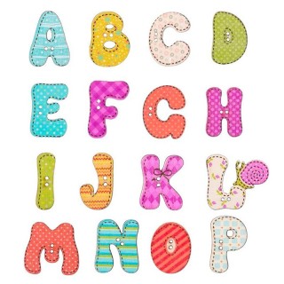 BOTON MADERA 2011-00 LETRAS ALFABETO PACK 24 UDS