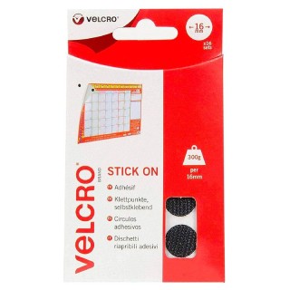 VELCRO VELCOINS 60228 NEGRO 16MM PACK 16 PARES