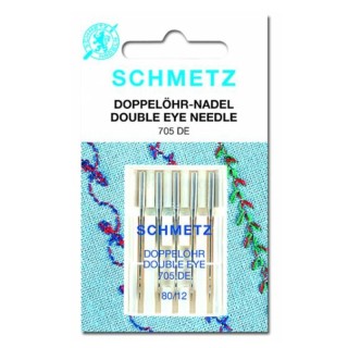 AGUJA MAQ SCHMETZ 705 DOBLE OJO DECORA PACK 25 UDS