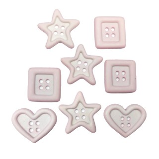 BOTONES DRESS IT UP 4412 CHUNKY PINK SHAPES 36 UDS